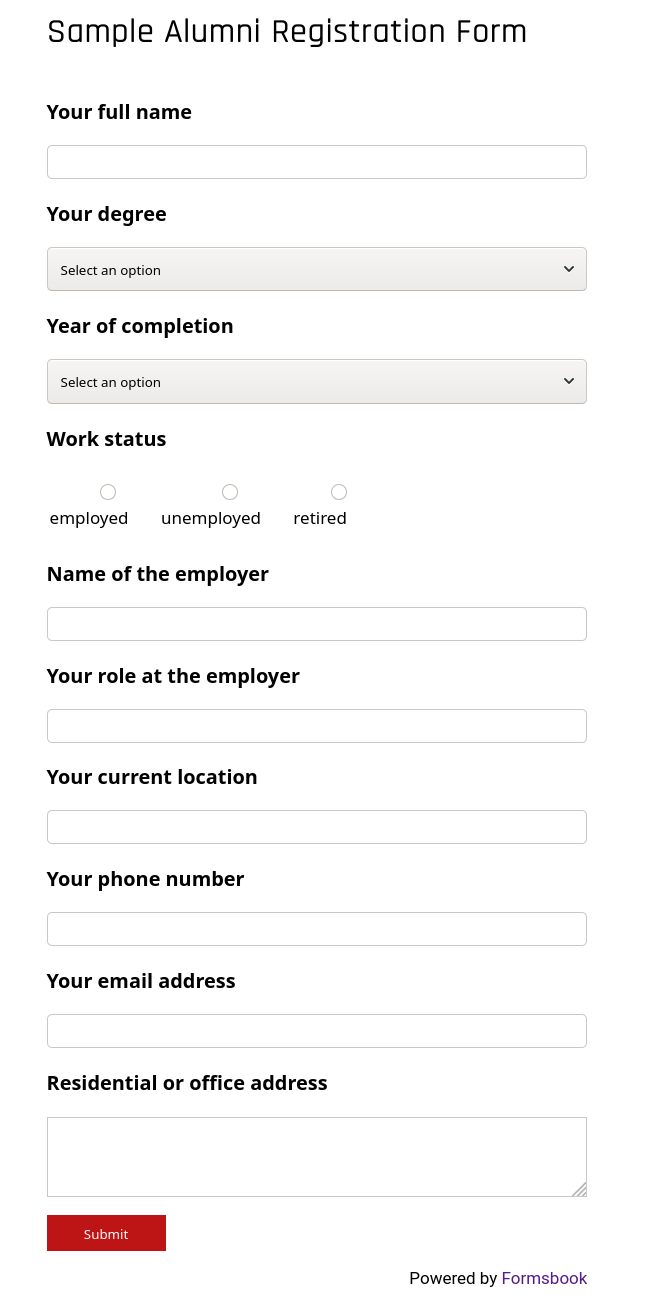 alumni registration form