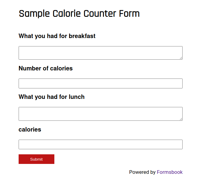Calorie Counter Form