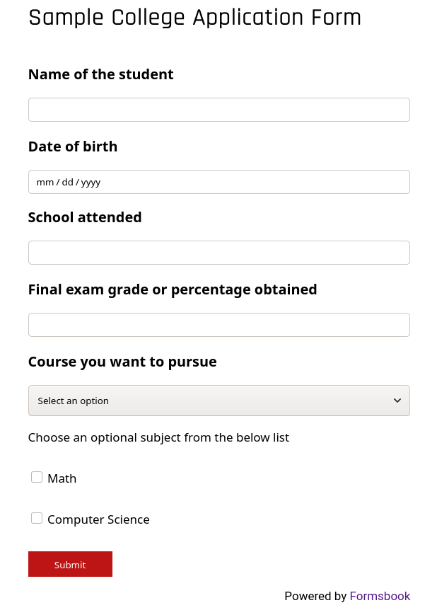 College Application Form