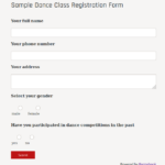 Dance Class Registration Form