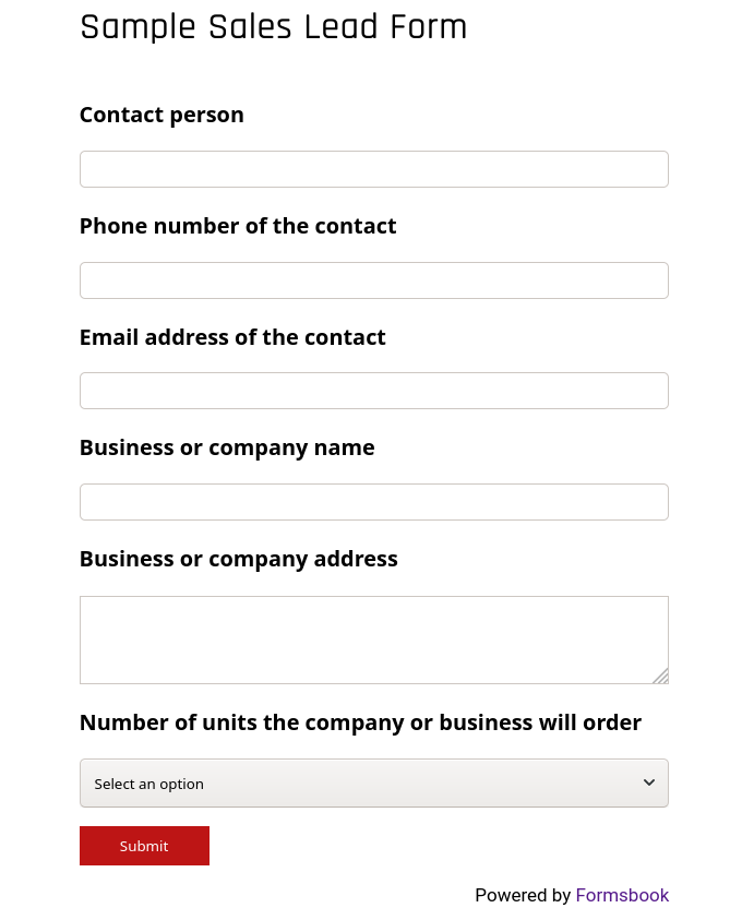 Sales Lead Form