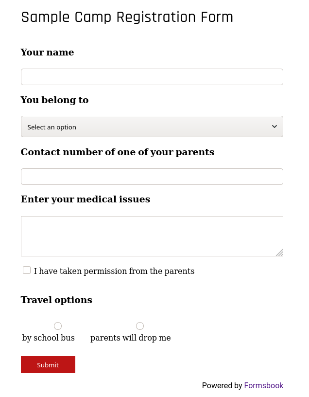 Camp Registration Form