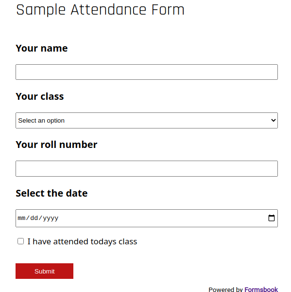 attendance form
