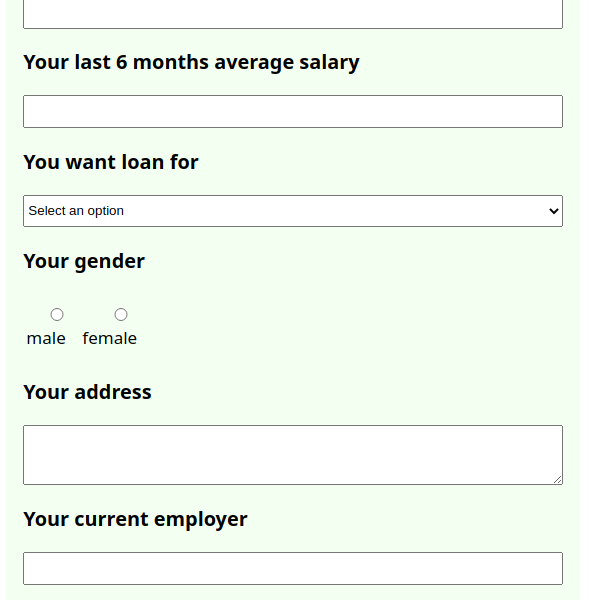 loan application form