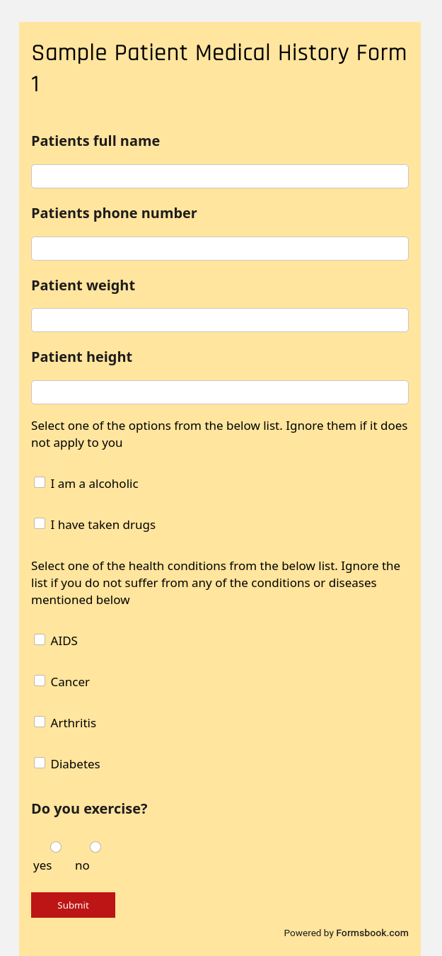 patient medical history form 1