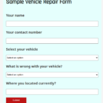 sample vehicle repair form