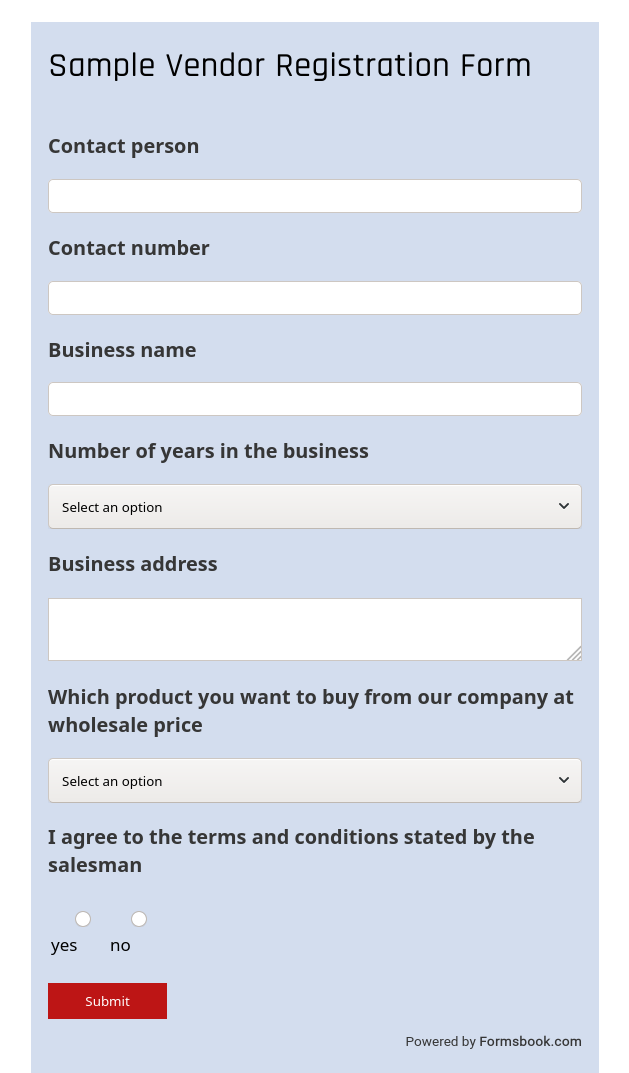 vendor registration form