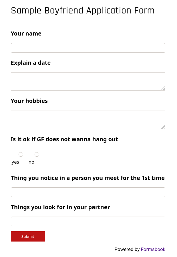 boyfriend application form