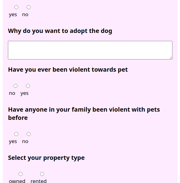 dog adoption form